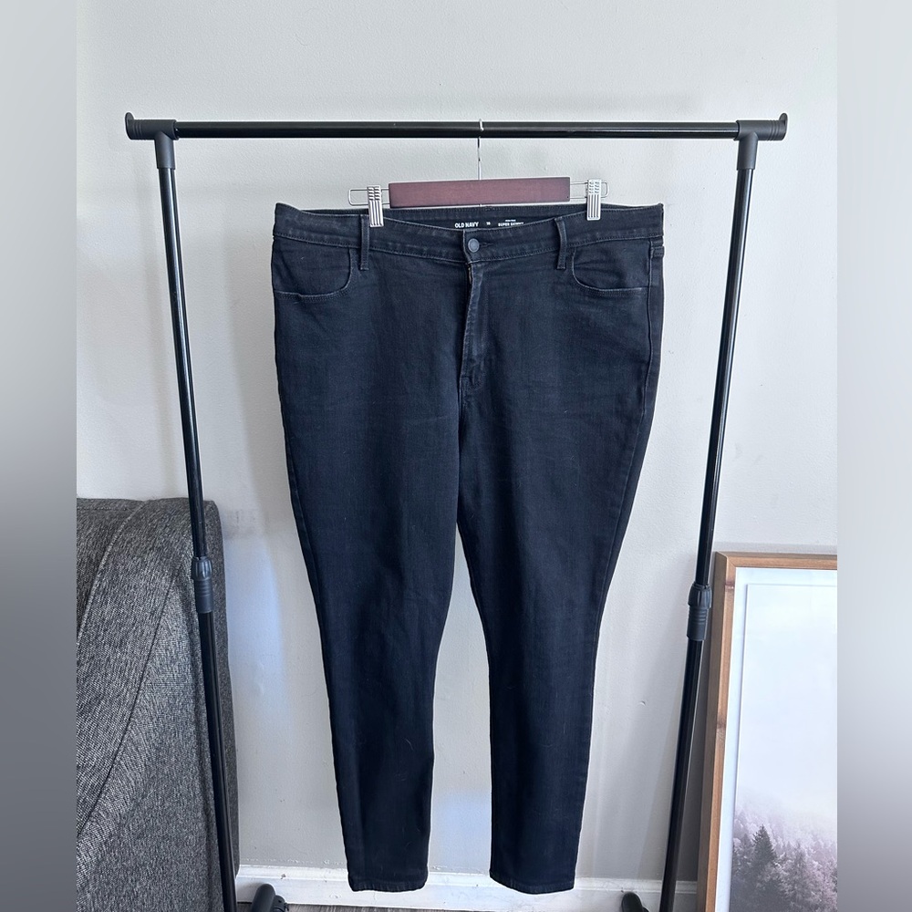 Old Navy High Rise Super Skinny Black Jeans Size 18 Women’s Black Denim - Picture 2 of 14